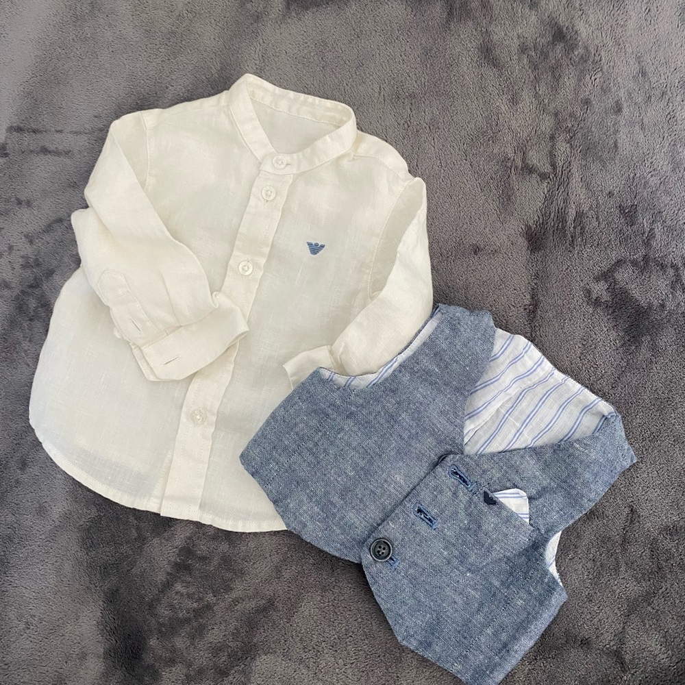 Emporio Armani authentic baby shirt and tailored vest set